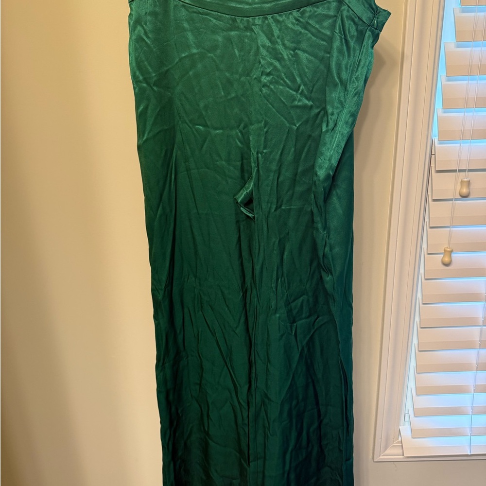Mango Deep Green Silk Pants